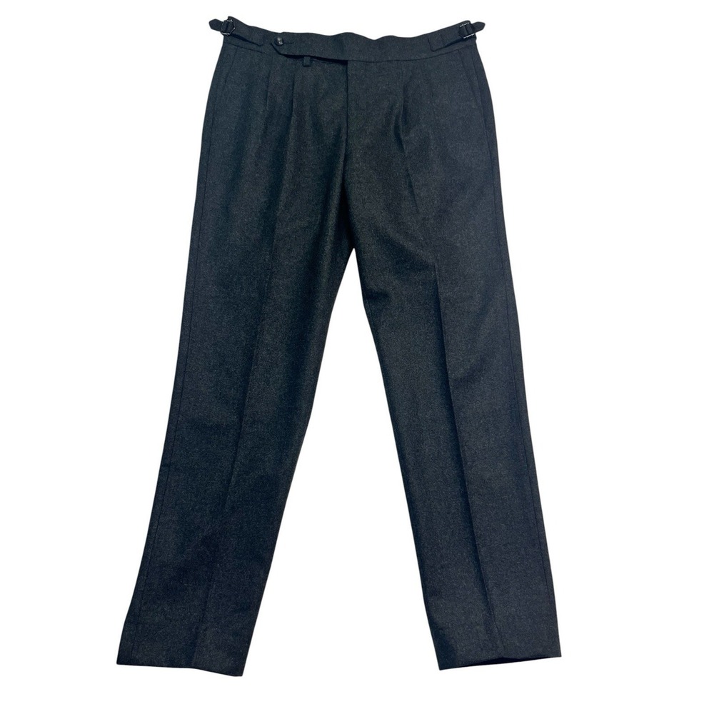 Suitsupply 32x31 Dark Green Braddon VBC Flannel Wool Italy Pants Side Adjusters